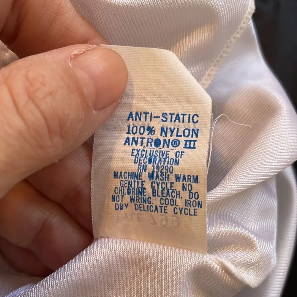 Vtg Sarah Smith white & black full slip‎
